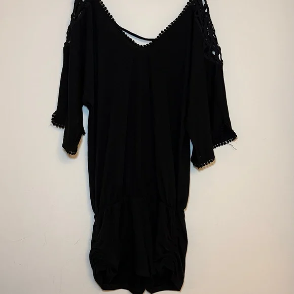 L*Space Calisto Black Crochet Detail Coverup Romper - Size: Small - Picture 8 of 9